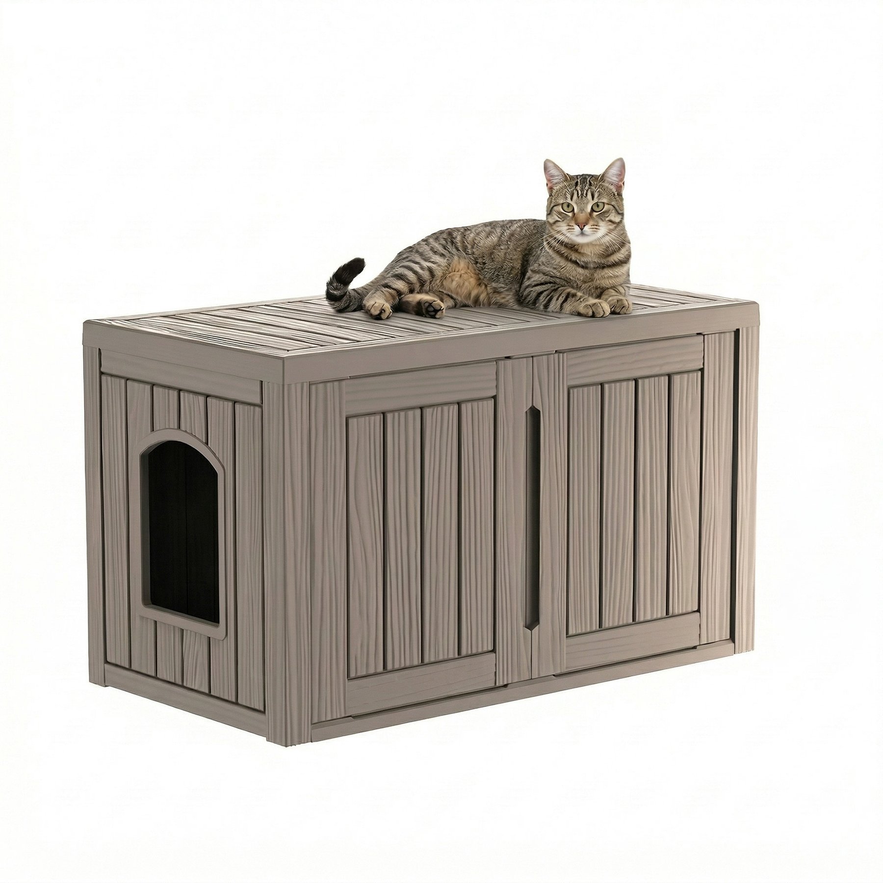PLAYRANK Concealed Multifunctional Outdoor Cat House, 37.29 x 20 x 22.37-in, Grey