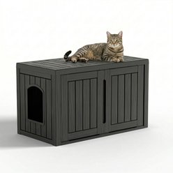 PLAYRANK Concealed Multifunctional Outdoor Cat House, 37.29 x 20 x 22.37-in, Black slide 1 of 6