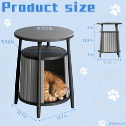 drato Side Table with Half-Open Design Bed Outdoor Furniture Style Sofa Cat Litter Box Enclosure, 17.72 x 17.72 x 23.54-in, Black slide 2 of 6