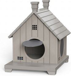 drato Single-Layer Cabin Shape Bed Outdoor Cat House, 25.51 x 20.71 x 25.63-in, Grey