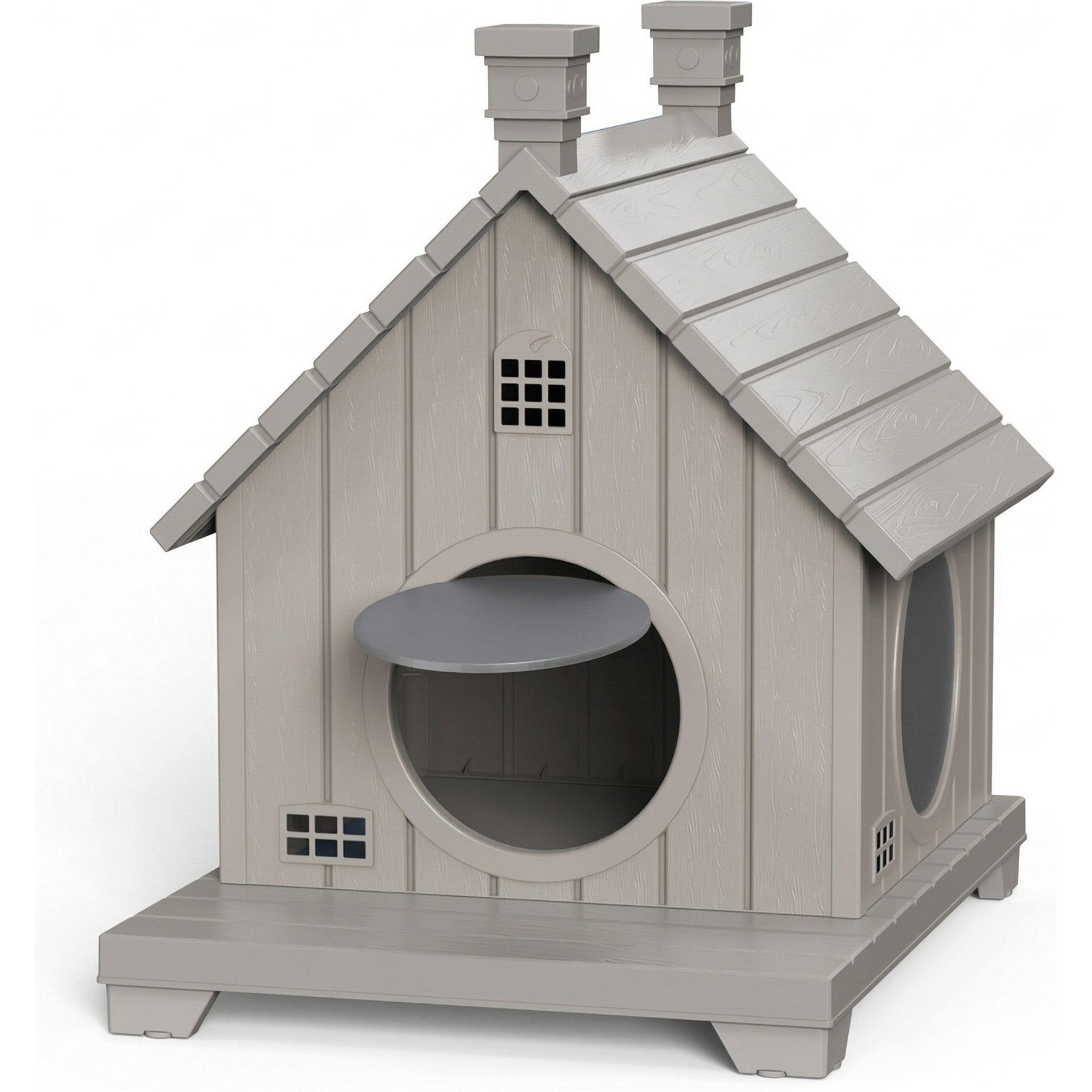 drato Single-Layer Cabin Shape Bed Outdoor Cat House, 25.51 x 20.71 x 25.63-in, Grey