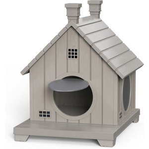 OWNPETS Coated-Metal Outdoor Heated Cat House, Olive Green, X