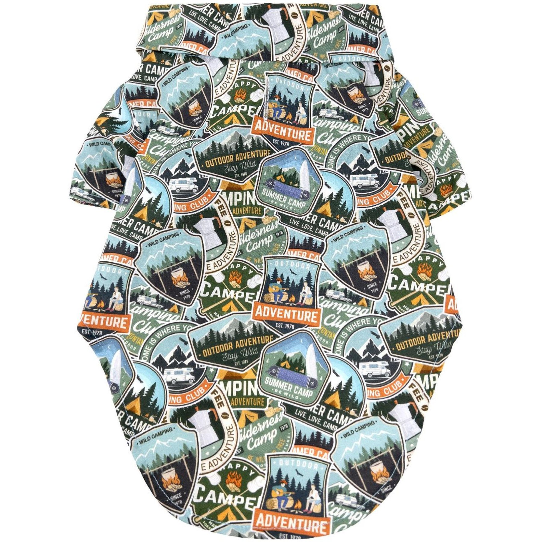 Doggie Design Hawaiian Dog Camp Shirt, Medium, Camping Adventure