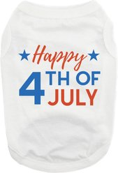 Doggie Design Happy 4th of July Dog Shirt, White, X-Small