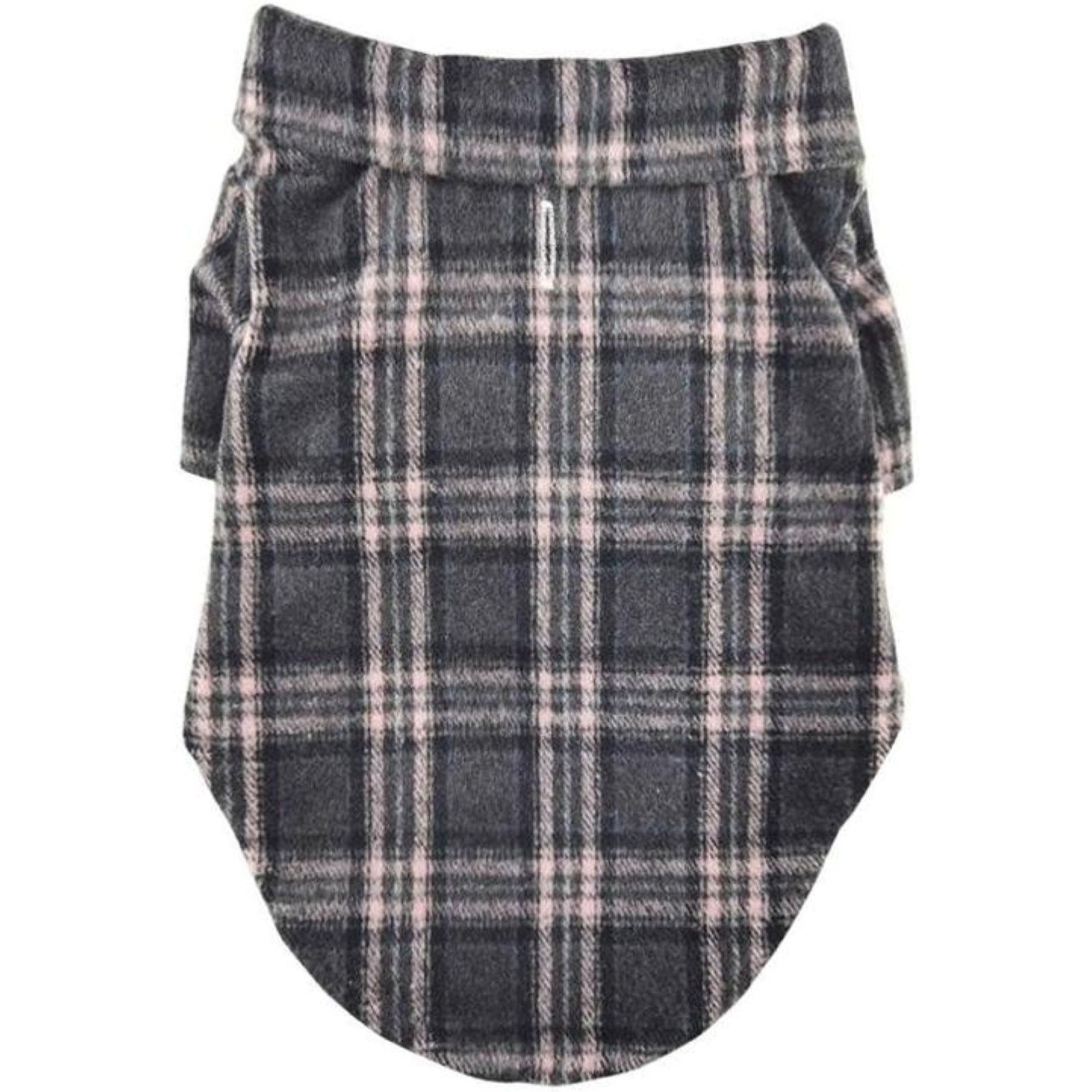 Doggie Design Flannel Dog Shirt, Dark Gray & Pink Plaid, Medium
