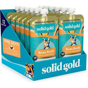 Solid Gold Bone Broth Chicken Shreds Grain-Free Wet Cat Food Topper, 3-oz pouch, case of 12