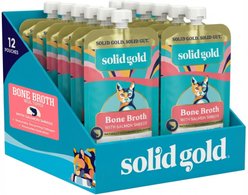 Solid Gold Bone Broth Salmon Shreds Grain-Free Wet Cat Food Topper, 3-oz pouch, case of 12