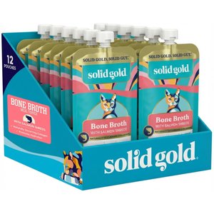 Solid Gold Bone Broth Salmon Shreds Grain-Free Wet Cat Food Topper, 3-oz pouch, case of 12
