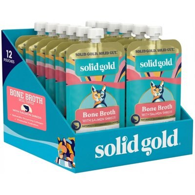 Solid Gold Solid Gold Bone Broth Salmon Shreds Grain-Free Wet Cat Food Topper, 3-oz pouch, case of 12
