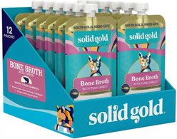 Solid Gold Bone Broth Tuna Shreds Grain-Free Wet Cat Food Topper, 3-oz pouch, case of 12