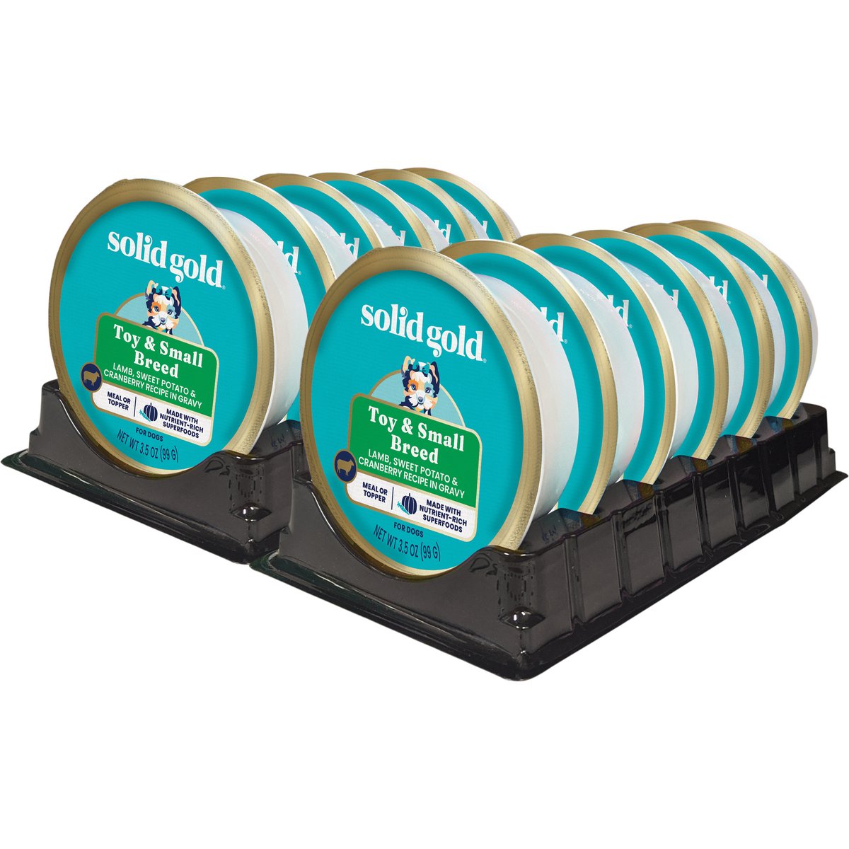 Solid Gold Lamb, Sweet Potato & Cranberry Grain-Free Toy & Small Breed Wet Dog Food Trays, case of 12