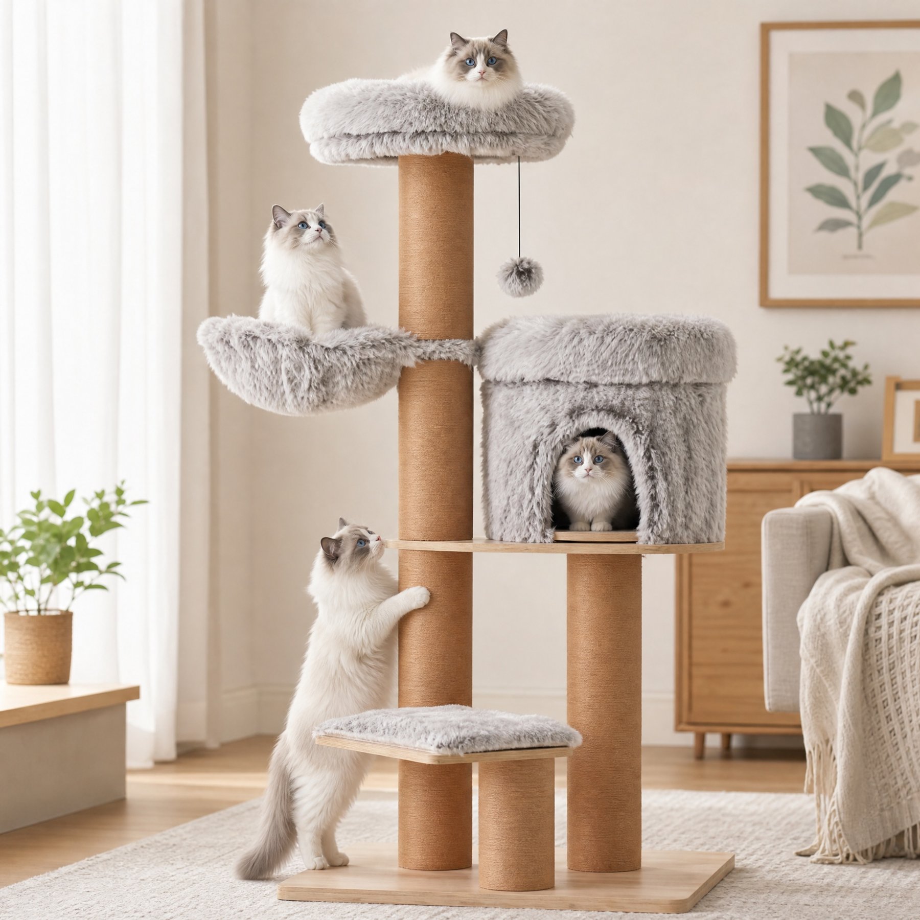 FUKUMARU Indoor 30-in Cat Scratching Post with Perch