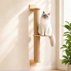 FUKUMARU 36.6-in Pine Cat Tree Wall Mounted with Scratching Post & Perch, Brown