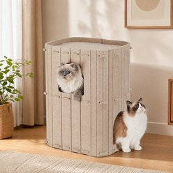 FUKUMARU 2-Story 23.6-in Felt Cat Condo & Cave, Beige, Large