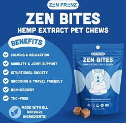 Zen Frenz Zen Bites Premium Broad Spectrum Hemp Extract Calming Soft Chews for Pets, 4.2-oz pouch slide 2 of 7