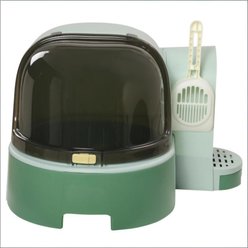 Bencmate Cat Litter Box Covered Indoor Tray with Lid Side & Door Air Freshener, Green, 20.5 x 23.6 x 16.5-in