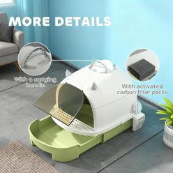 Bencmate Cat Litter Box Covered Indoor Tray with Lid Scoop Deodorizing Bags & Privacy Door, Green, 20.5 x 15.9 x 15.4-in slide 2 of 8