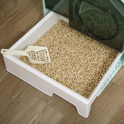 Bencmate Cat Litter Box Hooded Enclosed Pan with Pull Out Drawer Odor Control Mat & Scoop, Blue, 18.5 x 17.75 x 16.5-in slide 2 of 8