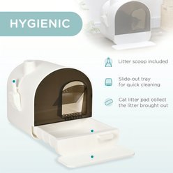 Bencmate Cat Litter Box Covered Indoor Tray with Lid Filter Scoop & Mat, White, 17 x 17.3 x 18.5-in slide 2 of 8