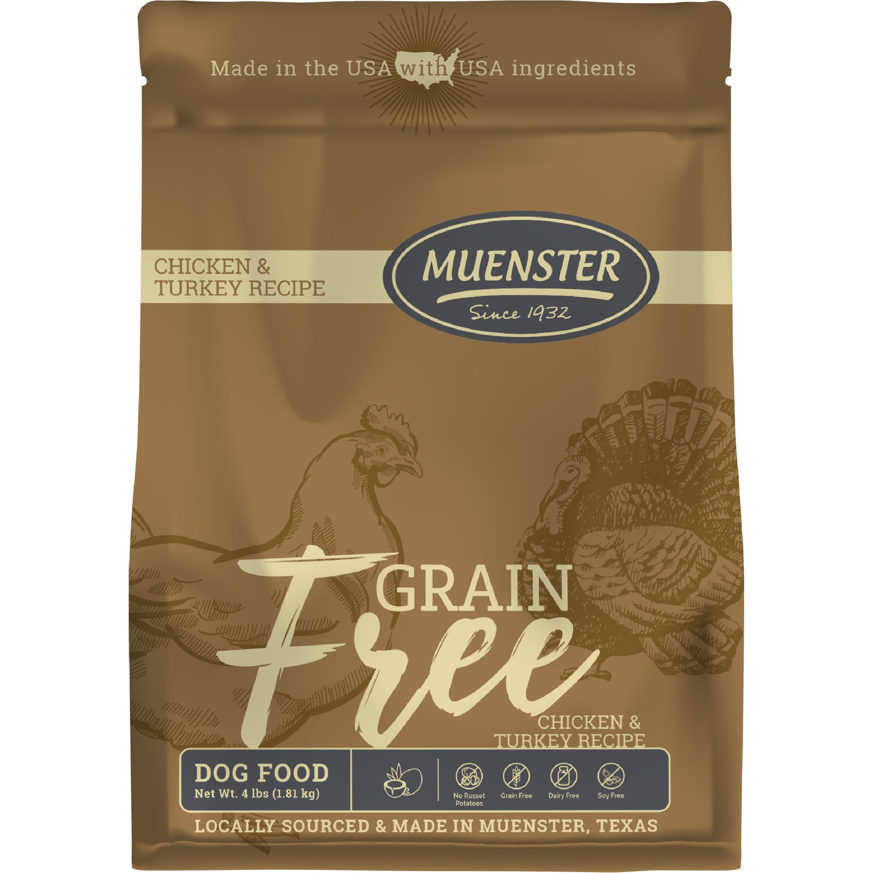 Muenster All Life Stages Grain-Free Chicken & Turkey Dry Dog Food, 4-lb bag