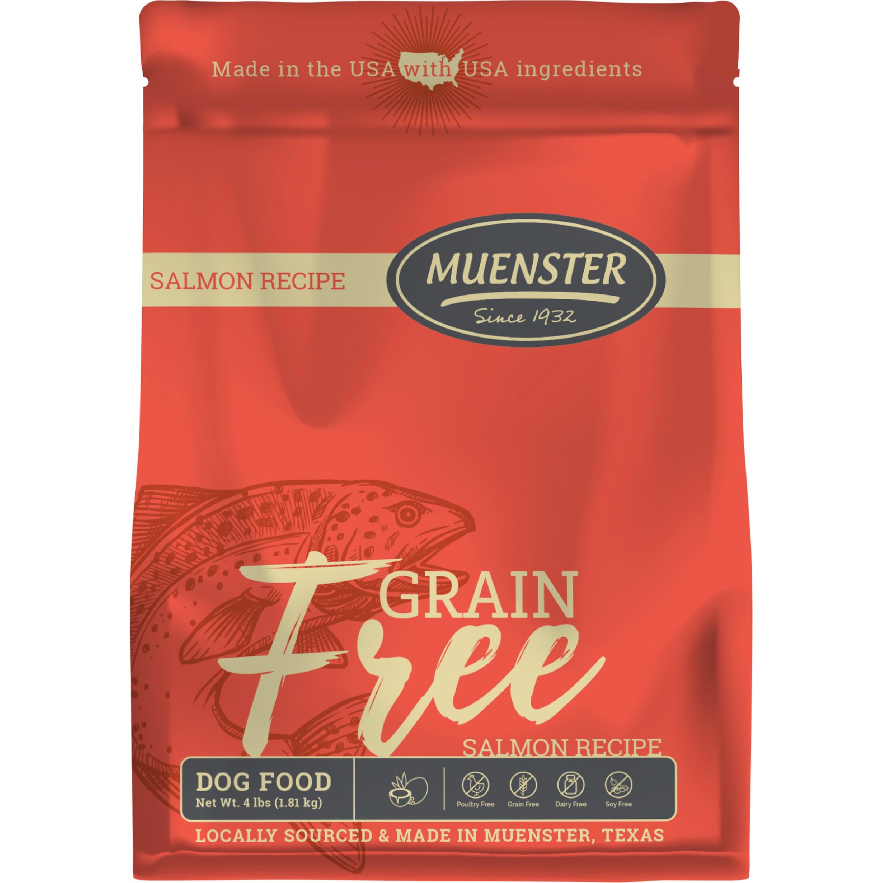 Muenster All Life Stages Grain-Free Salmon Dry Dog Food, 4-lb bag