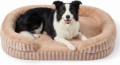 MIXJOY Orthopedic Bolster Dog Sofa Bed, Brown, Medium