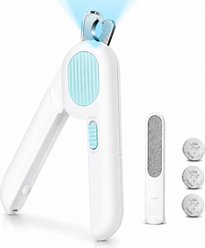 Uno Purr LED Light Dog & Cat Nail Clipper with Nail File, X-Large, Blue