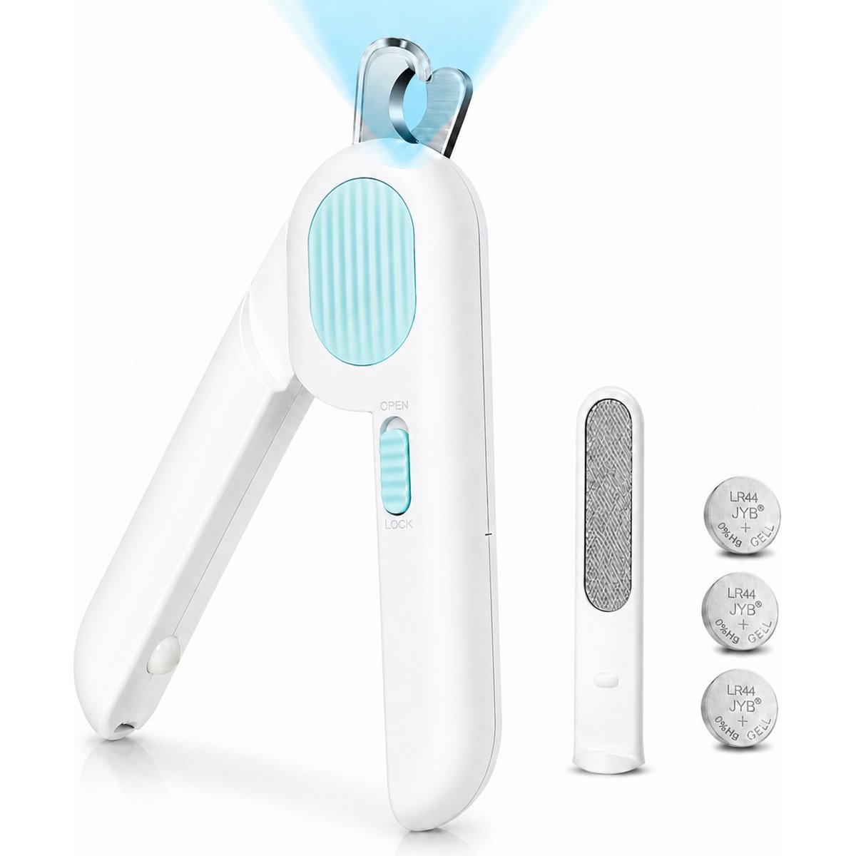 Uno Purr LED Light Dog & Cat Nail Clipper with Nail File, X-Large, Blue