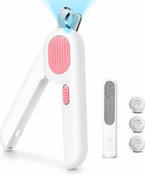 Uno Purr LED Light Dog & Cat Nail Clipper with Nail File, X-Large, Pink