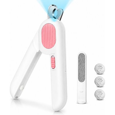 Uno Purr Uno Purr LED Light Dog & Cat Nail Clipper with Nail File, X-Large, Pink