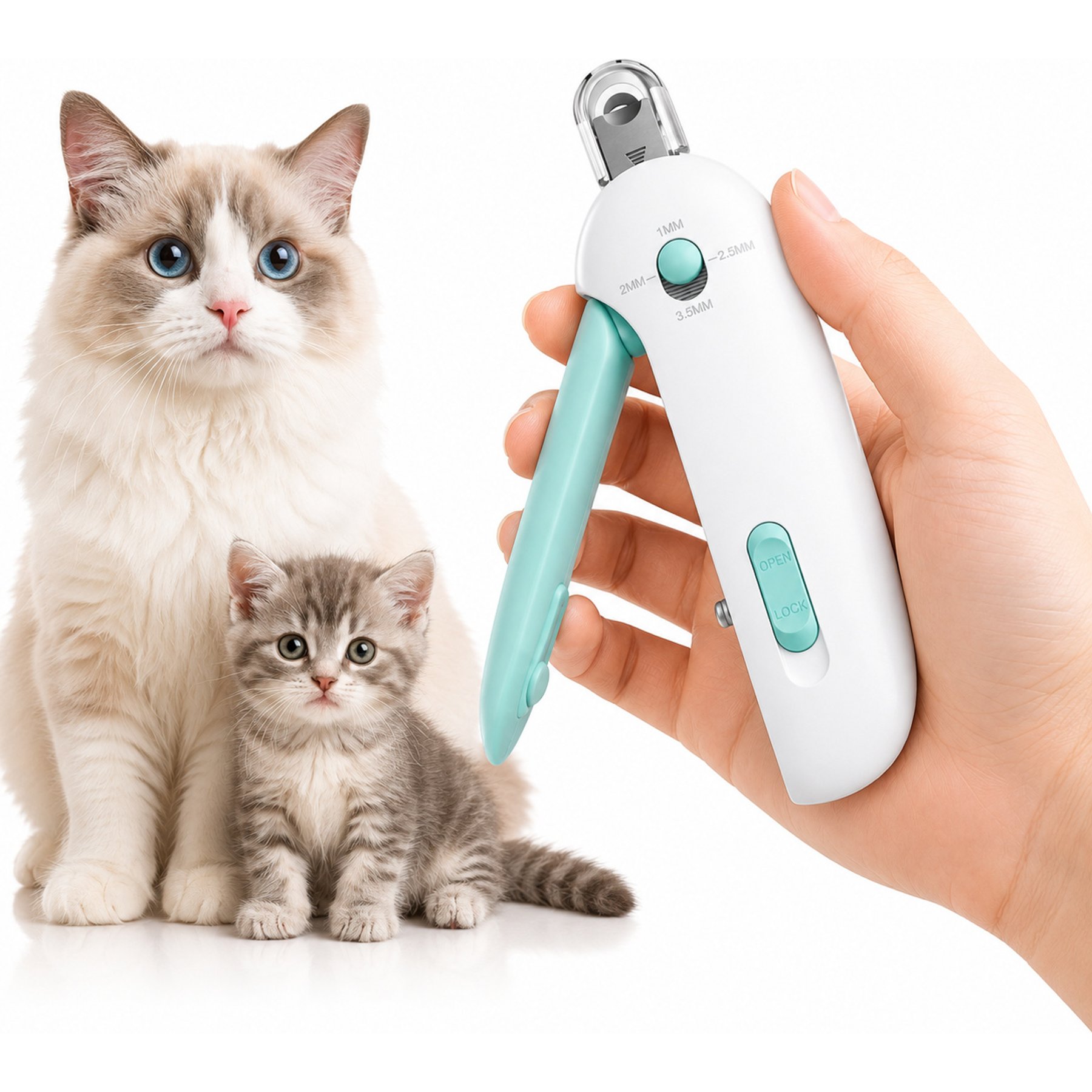 Uno Purr Round-Hole Adjustable Cat Nail Clipper, Blue