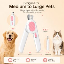 Uno Purr LED Light Dog & Cat Nail Clipper with Nail File, X-Large, Pink slide 2 of 8