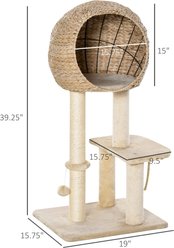 Bencmate Modern 39.25-in Hanging Toy Cat Tree with Dome Bed, Scratching Post, Beige slide 2 of 7