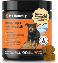 Pet Honesty Hemp Hip & Joint Chicken Flavored Glucosamine & Hemp Chews Joint Supplements for Senior Dogs, 90 count