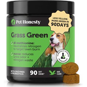 Pet Honesty Grass Green Duck Flavor Burn Spot Urine Neutralizer Soft Chews Digestive Supplement for Dogs, 90 count