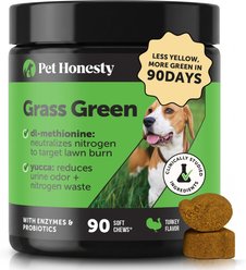 Pet Honesty Grass Green Turkey Flavor Burn Spot Urine Neutralizer Soft Chews Digestive Supplement for Dogs, 90 count