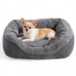 Invenho Orthopedic Machine Washable Bolster Dog & Cat Bed, Grey, Small