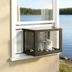 Bencmate Wood Outdoor Cat Window Perch Box, Black