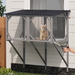 Bencmate Mesh Outdoor Cat Window Perch Box, Grey