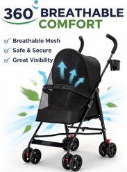 FURDEAR Foldable Dog Stroller, 17.2 x 21.65 x 38.19-in, Pink slide 2 of 9