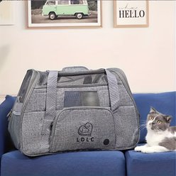 FURDEAR Easy to Carry Bag Cat Airline Travel Kit, 20.47 x 11.02 x 13.78-in, Gray