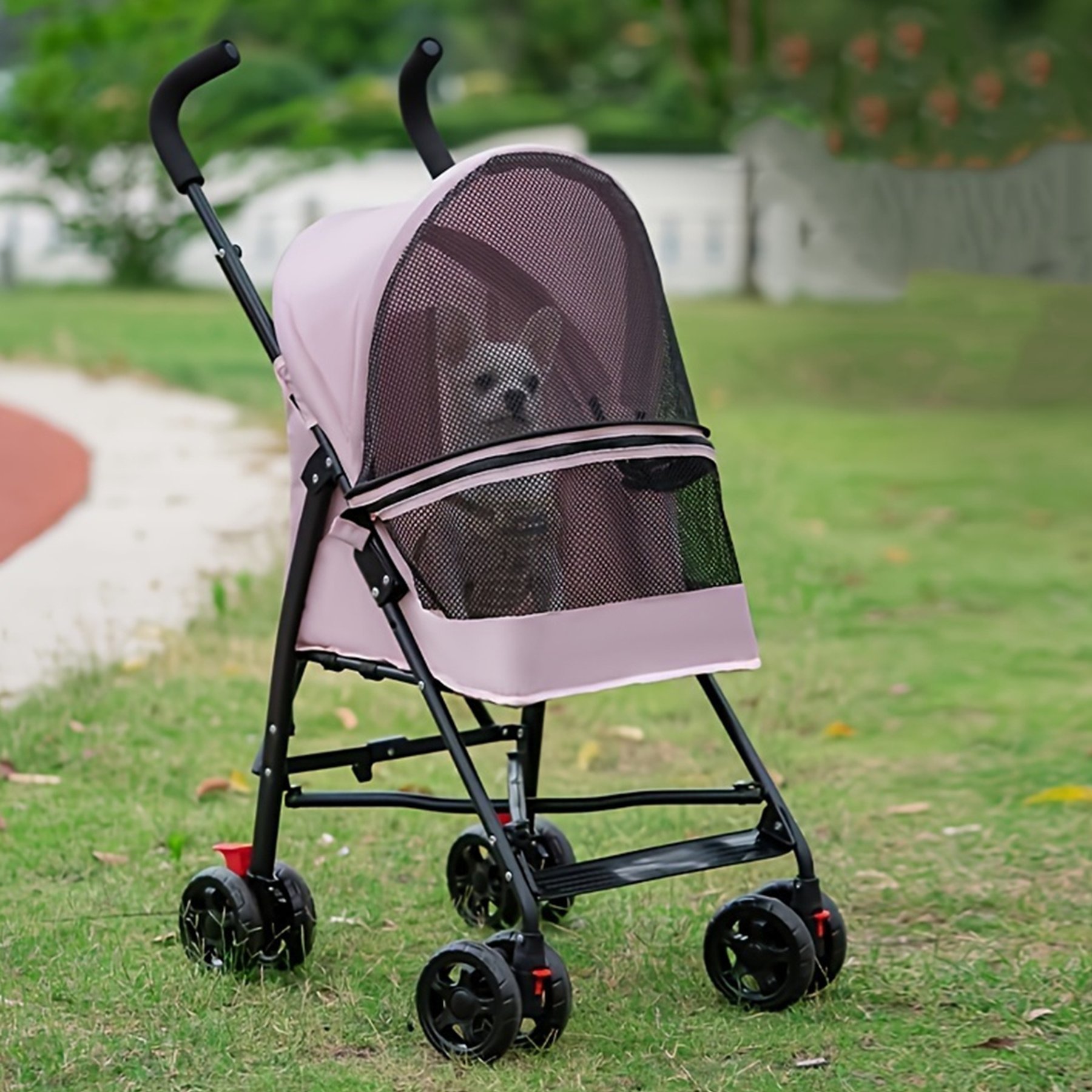 FURDEAR Foldable Dog Stroller, 17.2 x 21.65 x 38.19-in, Pink