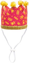 The Worthy Dog Birthday Queen Crown Adjustable Cord Dog Hat, Fuchsia, Small