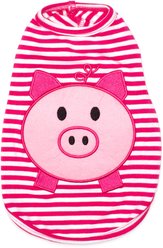 The Worthy Dog Wilbur Pig Tee Dog Shirt, Pink/White, Medium