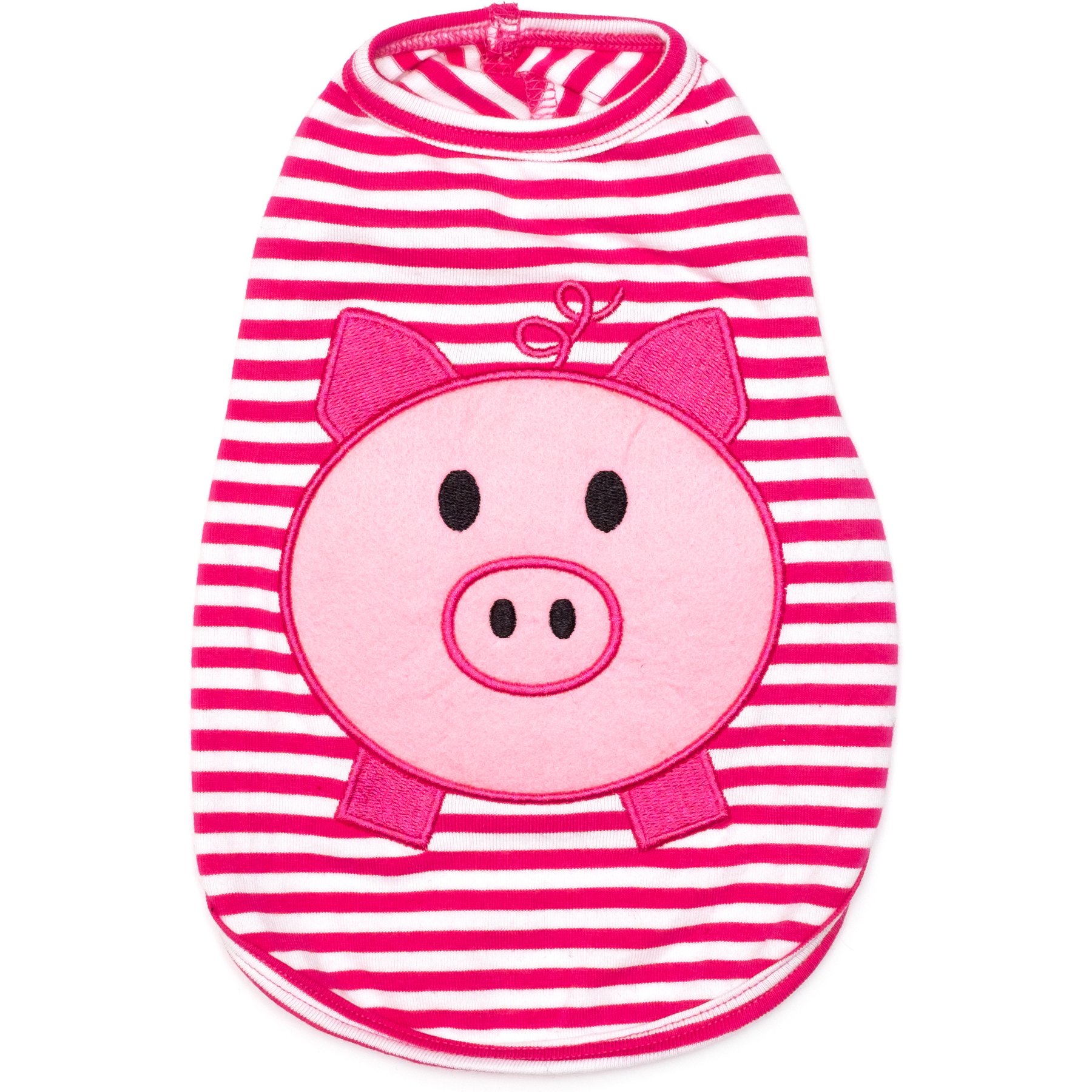 The Worthy Dog Wilbur Pig Tee Dog Shirt, Pink/White, XX-Large