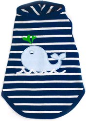 The Worthy Dog Whale Tee Dog Shirt, Navy/White, Medium
