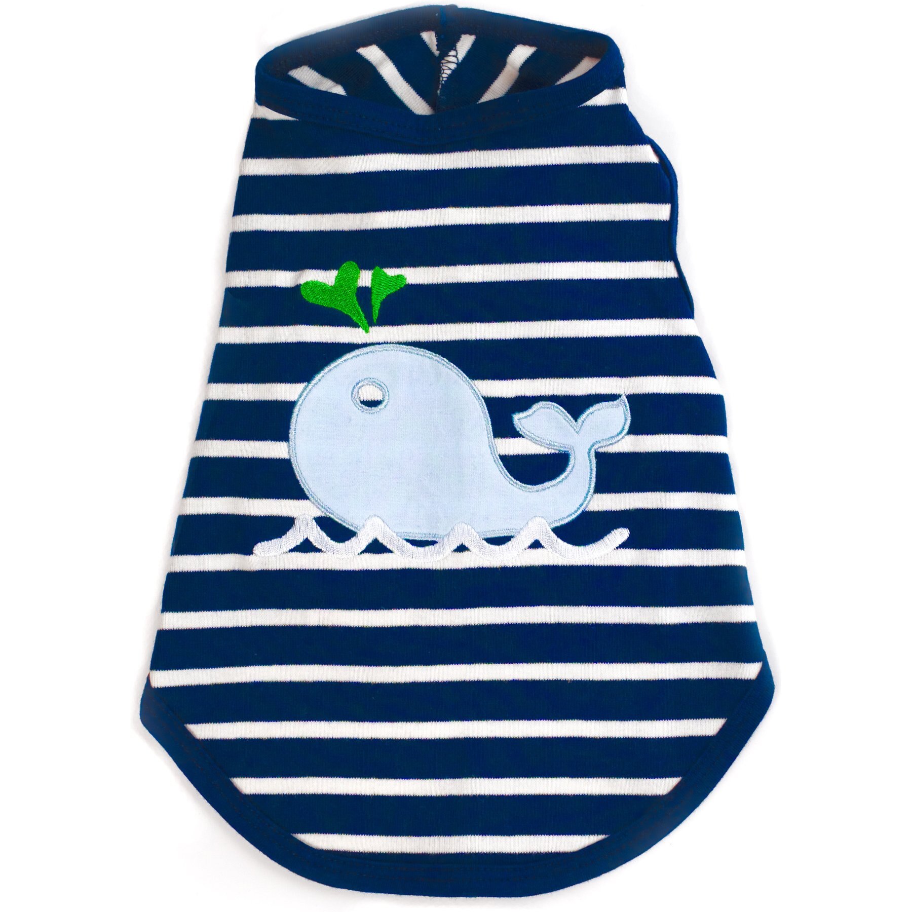 The Worthy Dog Whale Tee Dog Shirt, Navy/White, Small