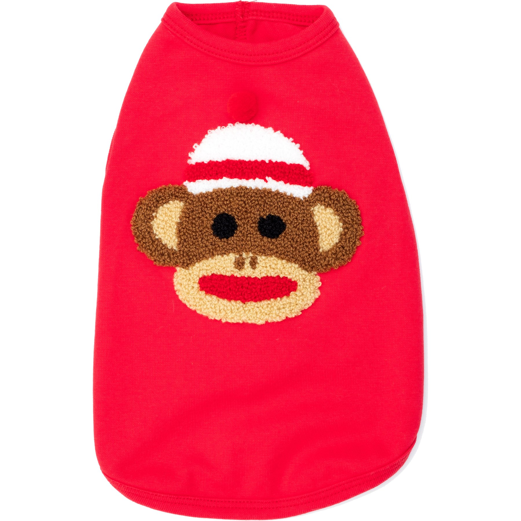 The Worthy Dog Sock Monkey Tee Dog Shirt, Red, Small