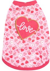 The Worthy Dog Love & Kisses Tee Dog Shirt, Pink, XX-Large