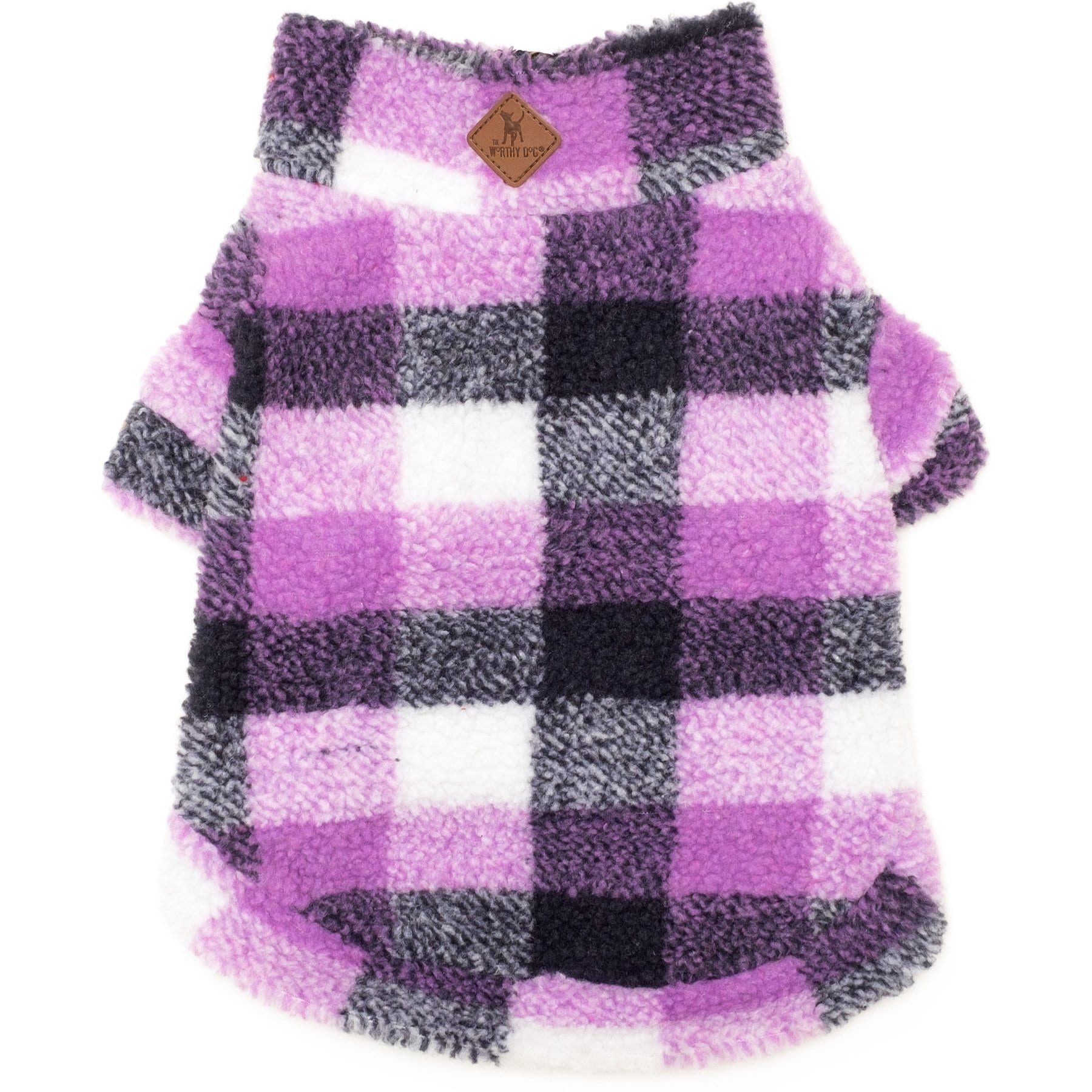 The Worthy Dog Quarter Zip Pullover Dog Coat, Purple/Navy, X-Large